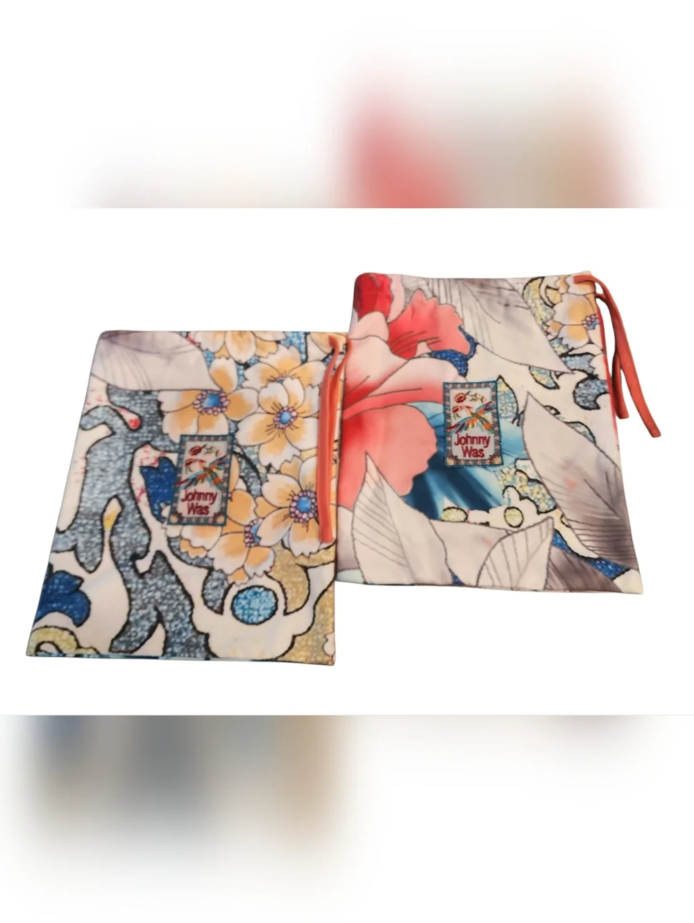 2 Johnny Was Floral Dust Bags Pink, Blue, Yellow - Picture 1 of 6